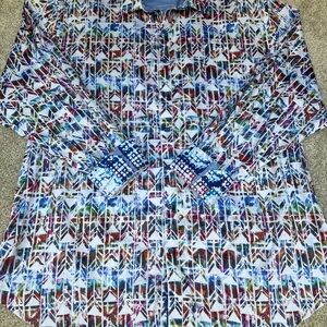 Robert Graham Men's Button Up L/S Flip Cuff Geometric All Over Print 3XLT